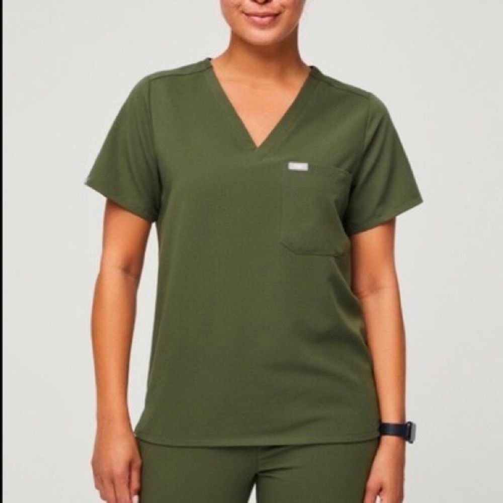 Dark Olive Green Figs Scrub Set